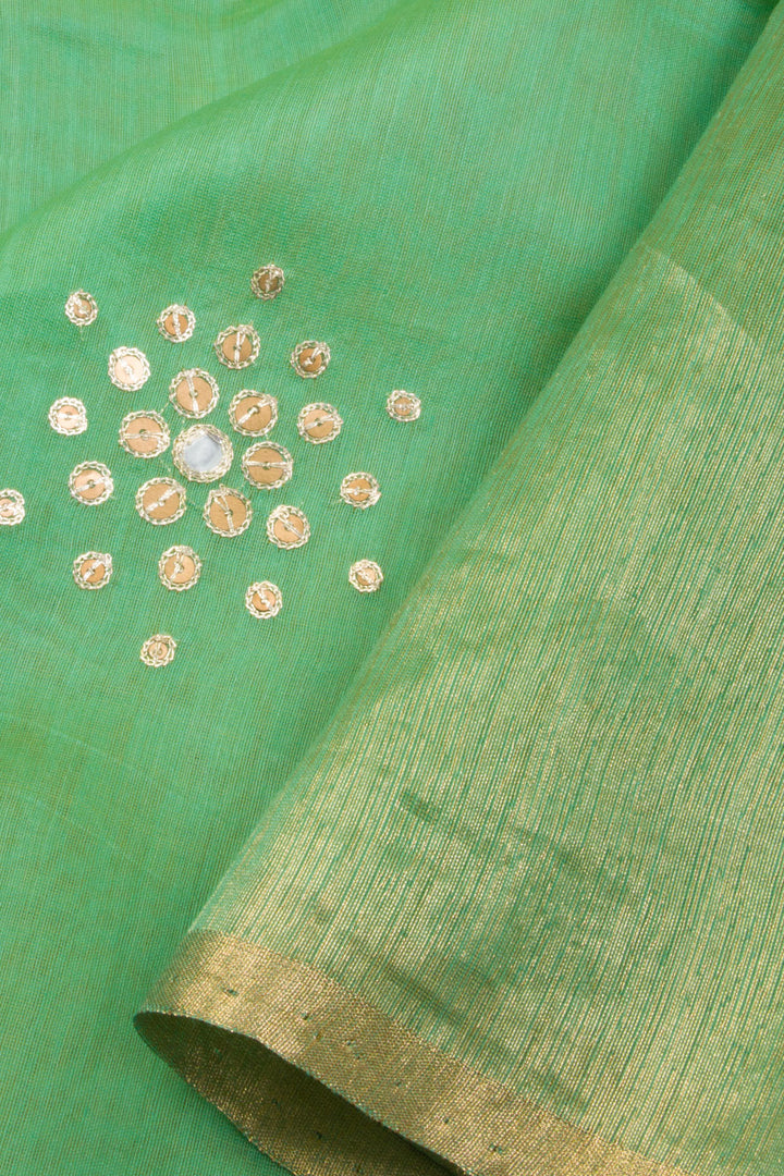 Green Silk Cotton Saree With Tissue Pallu 