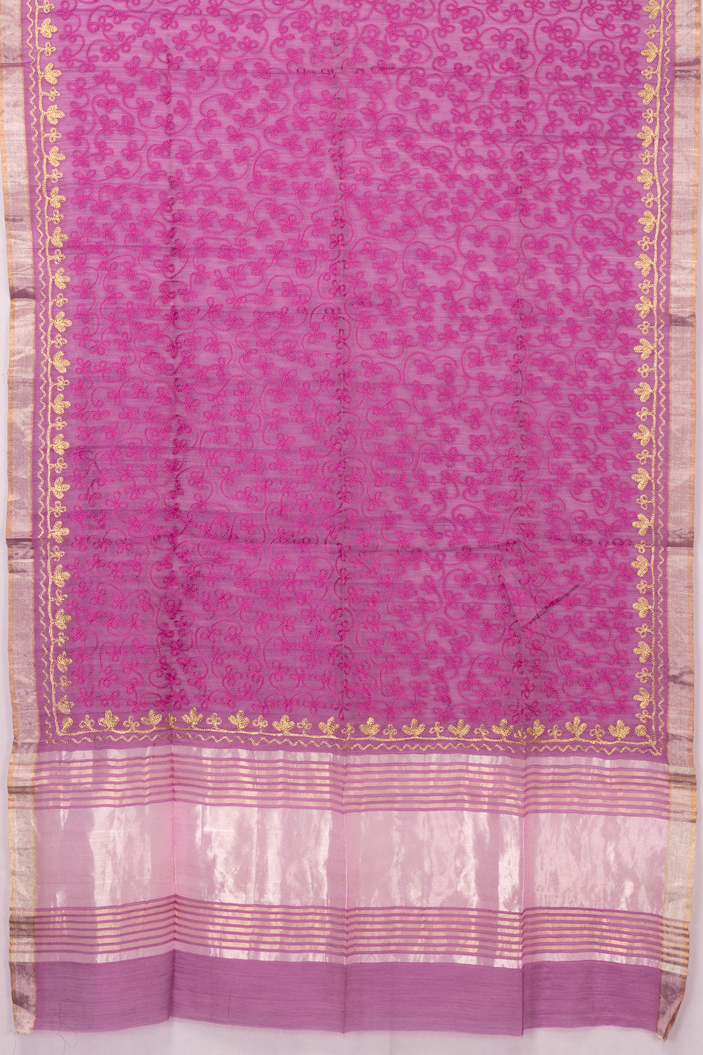 Violet Embroidery Silk Cotton Dupatta 10072152