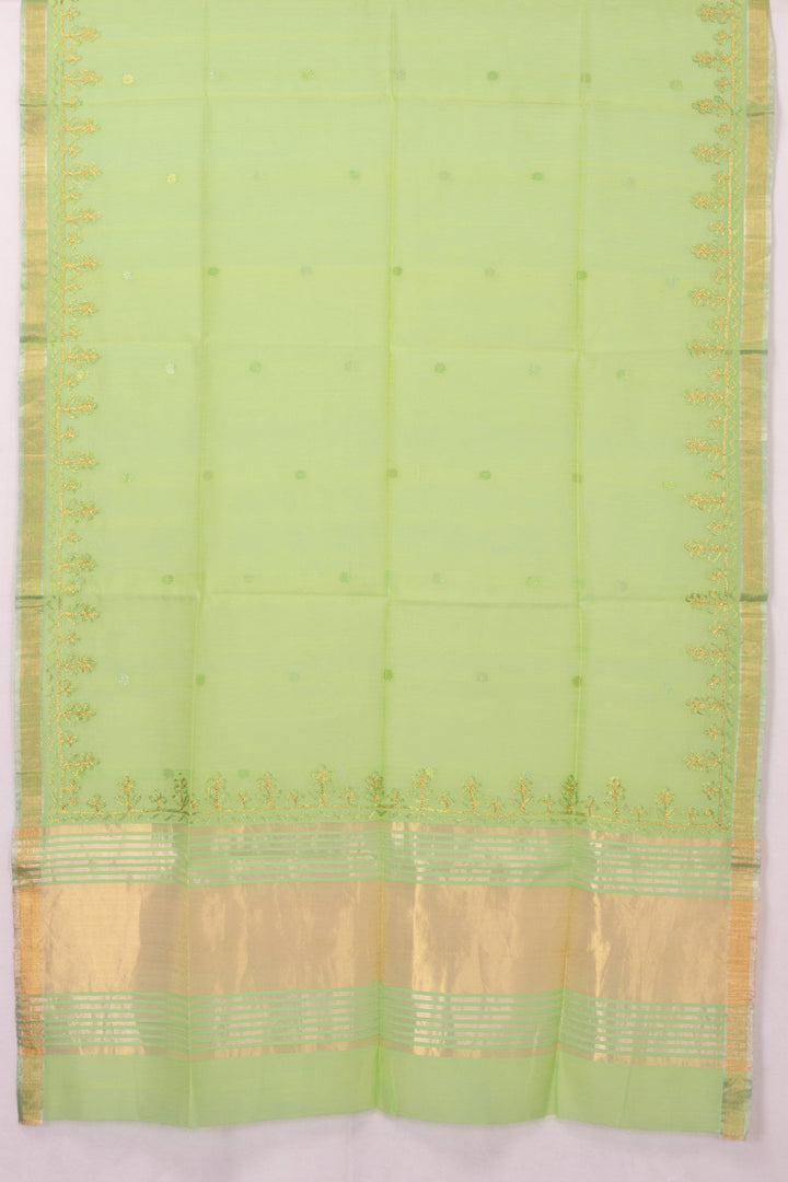 Green Embroidery Silk Cotton Dupatta 10072154