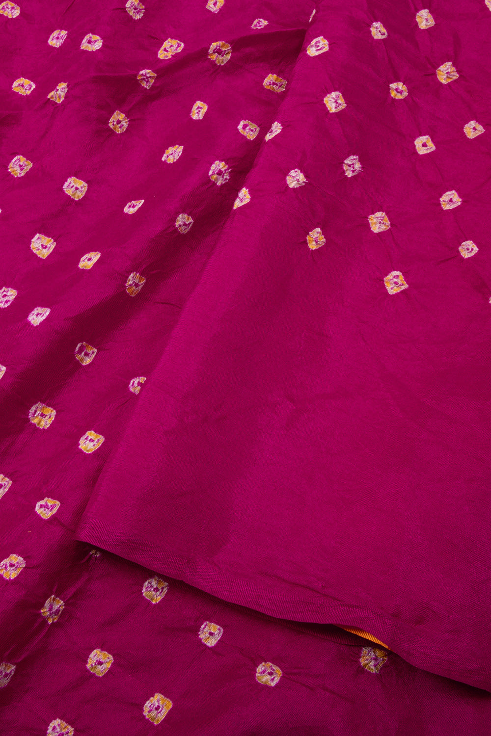 Pink Bandhani Mulberry Silk Saree With Contrast Blouse 10073068