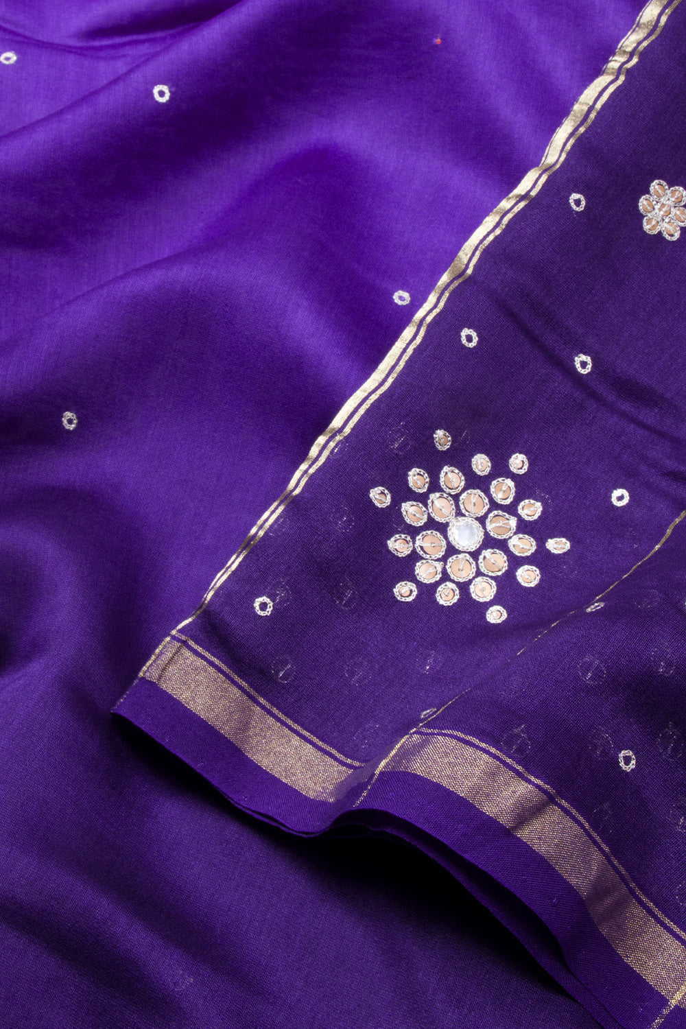 Violet Handloom Mercersised Saree with Zari Embroidery 10073077