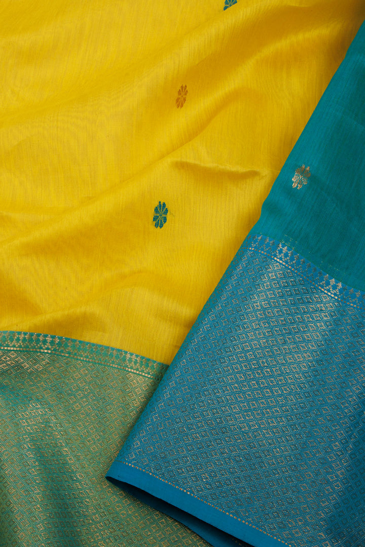 Yellow Handloom Maheshwari Silk Cotton Saree 10068888