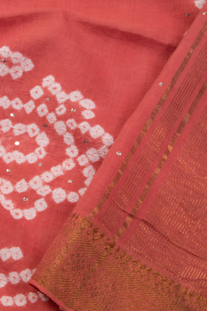 Peach Bandhani Mangalgiri Cotton Saree 10071100