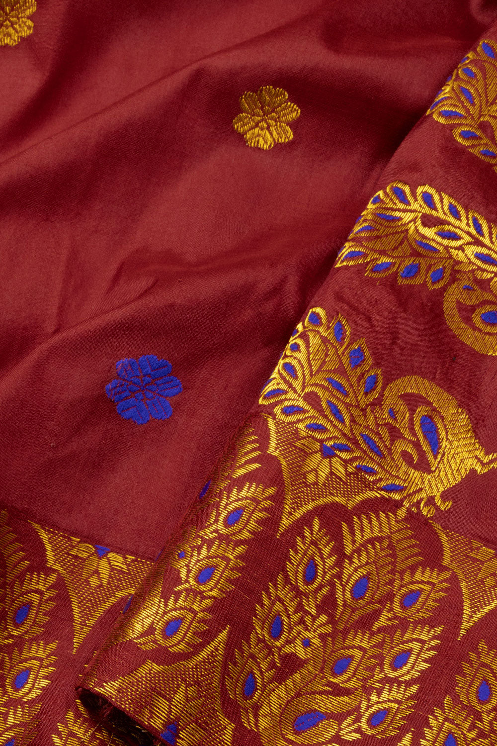 Deep Maroon Handloom Assam Silk Saree - Avishya