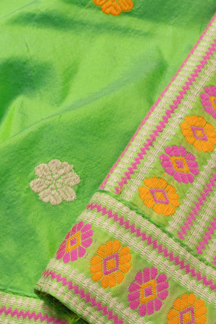 Green Handloom Assam Silk Saree - Avishya