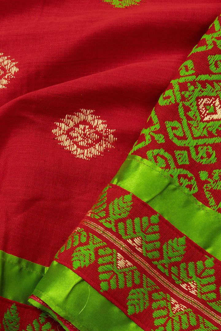 Red Handloom Assam Cotton Saree - Avishya