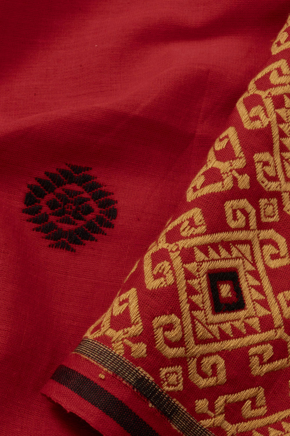 Red Handloom Assam Cotton Saree - Avishya