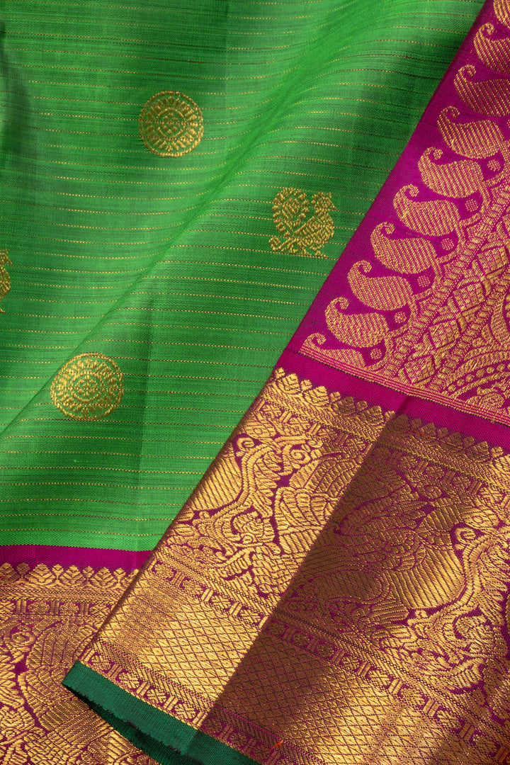 Green Bridal Vaira Oosi Kanjivaram Silk Saree 10070603