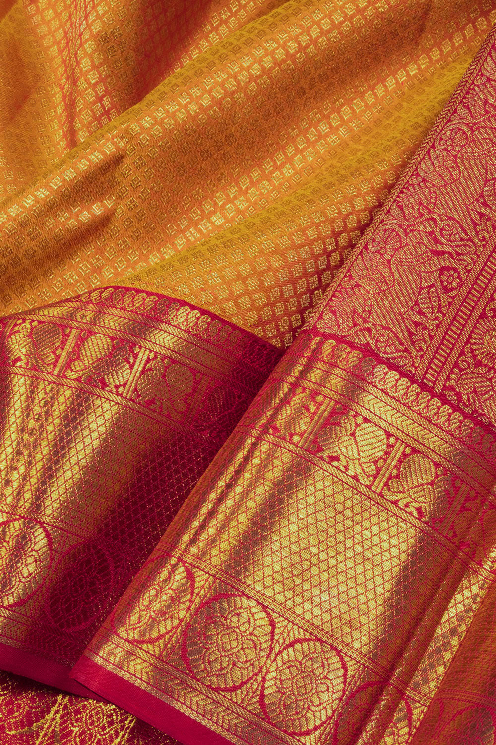 Mustard Yellow Bridal Kanjivaram Silk Saree 10070617