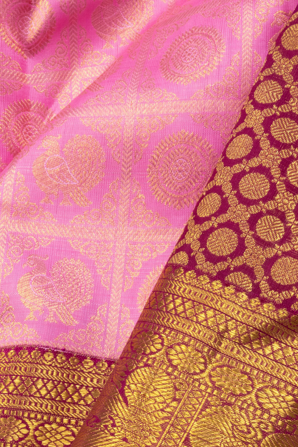 Pink Bridal Kanjivaram Korvai Silk Saree