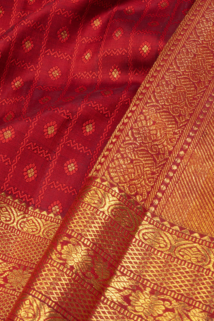 Crimson Red Bridal Kanjivaram Silk Saree 10070600