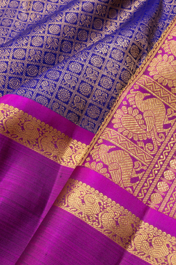 Blue Bridal Kanjivaram Silk Saree 10070590 - Avishya