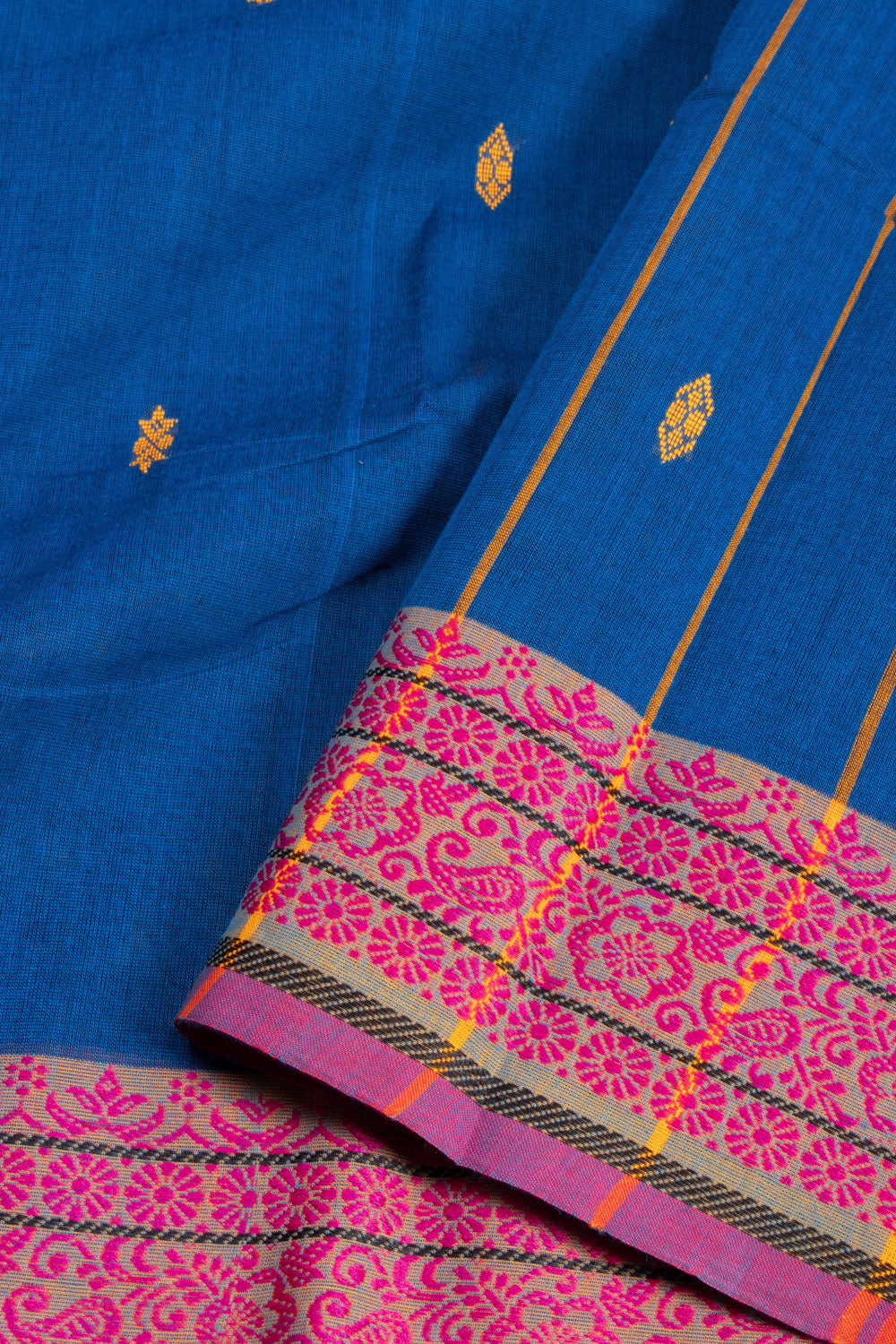 Blue Handloom Chettinad Cotton Saree 10072696