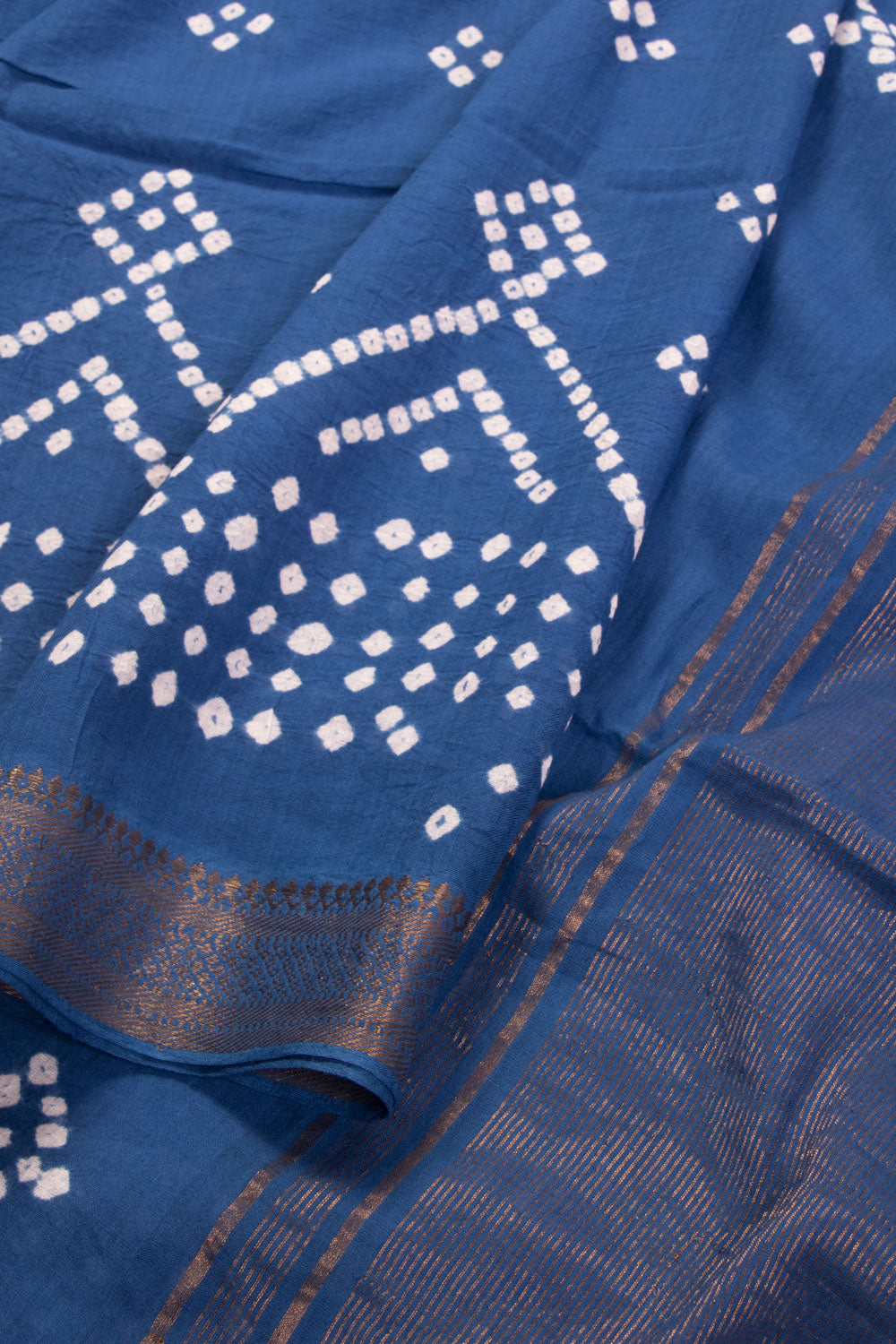 Blue Bandhani Mangalgiri Cotton Saree 10071105