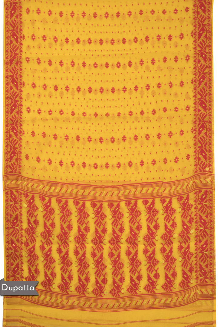 Yellow Jamdani Style Cotton 2-Piece Salwar Suit Material 10069912