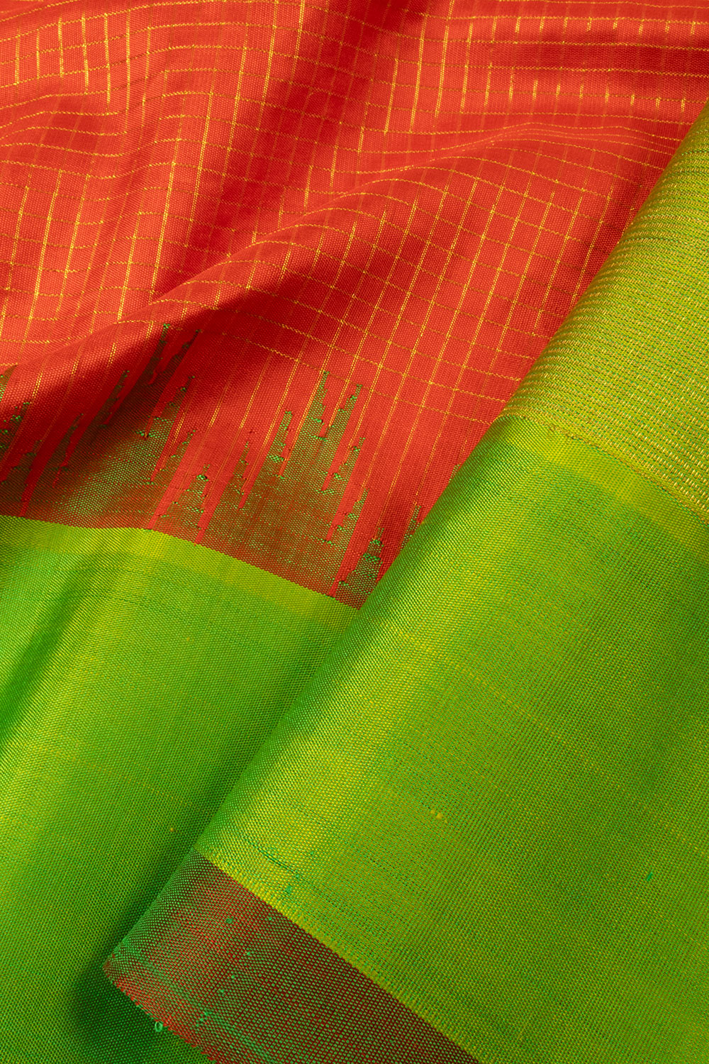 Orange Handloom Gadwal Kuttu Silk Saree - Avishya