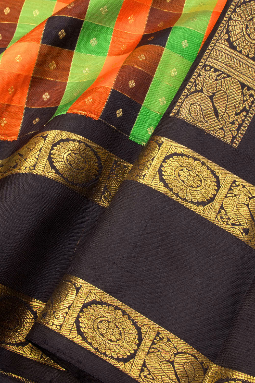 Multicolour Bridal Korvai Kanjivaram Silk Saree 10070593