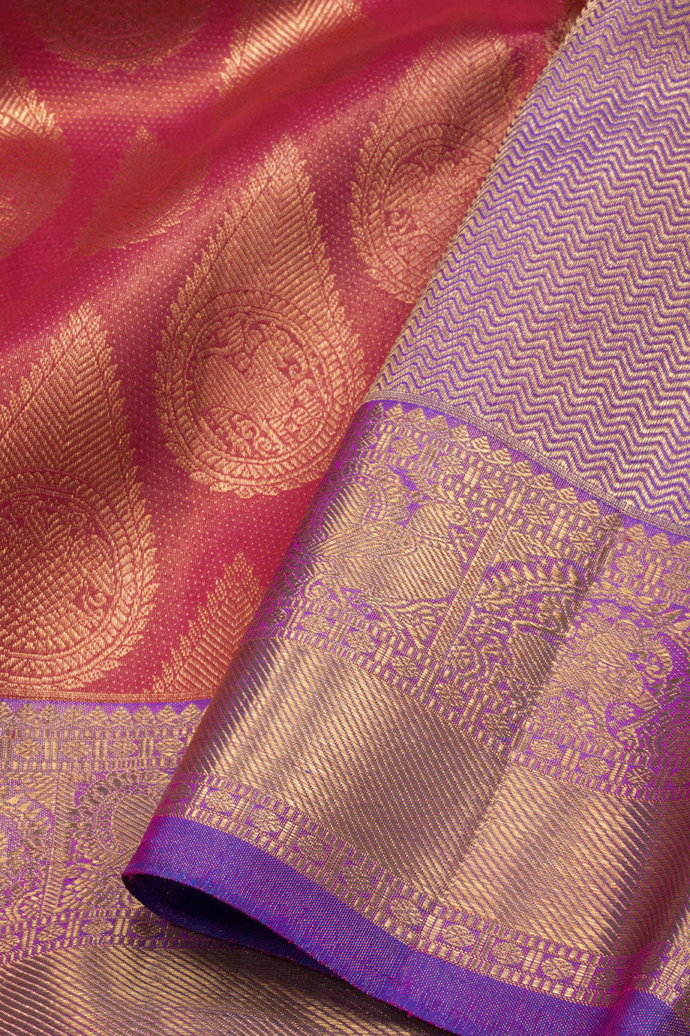 Red Bridal Korvai Kanjivaram Silk Saree 10070596