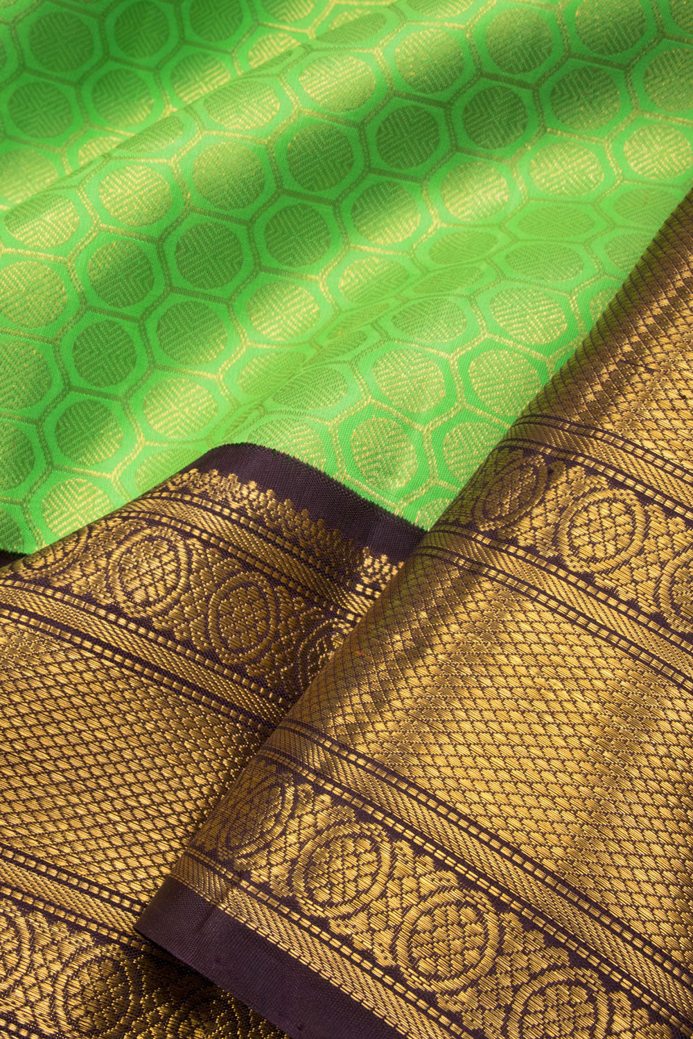 Chartreuse Green Bridal Korvai Kanjivaram Silk Saree 10070606 - Avishya