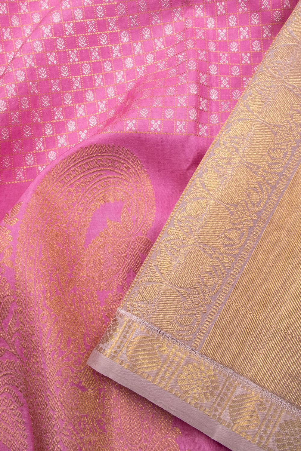 Dusky Pink Bridal Kanjivaram Silk Saree 10070625