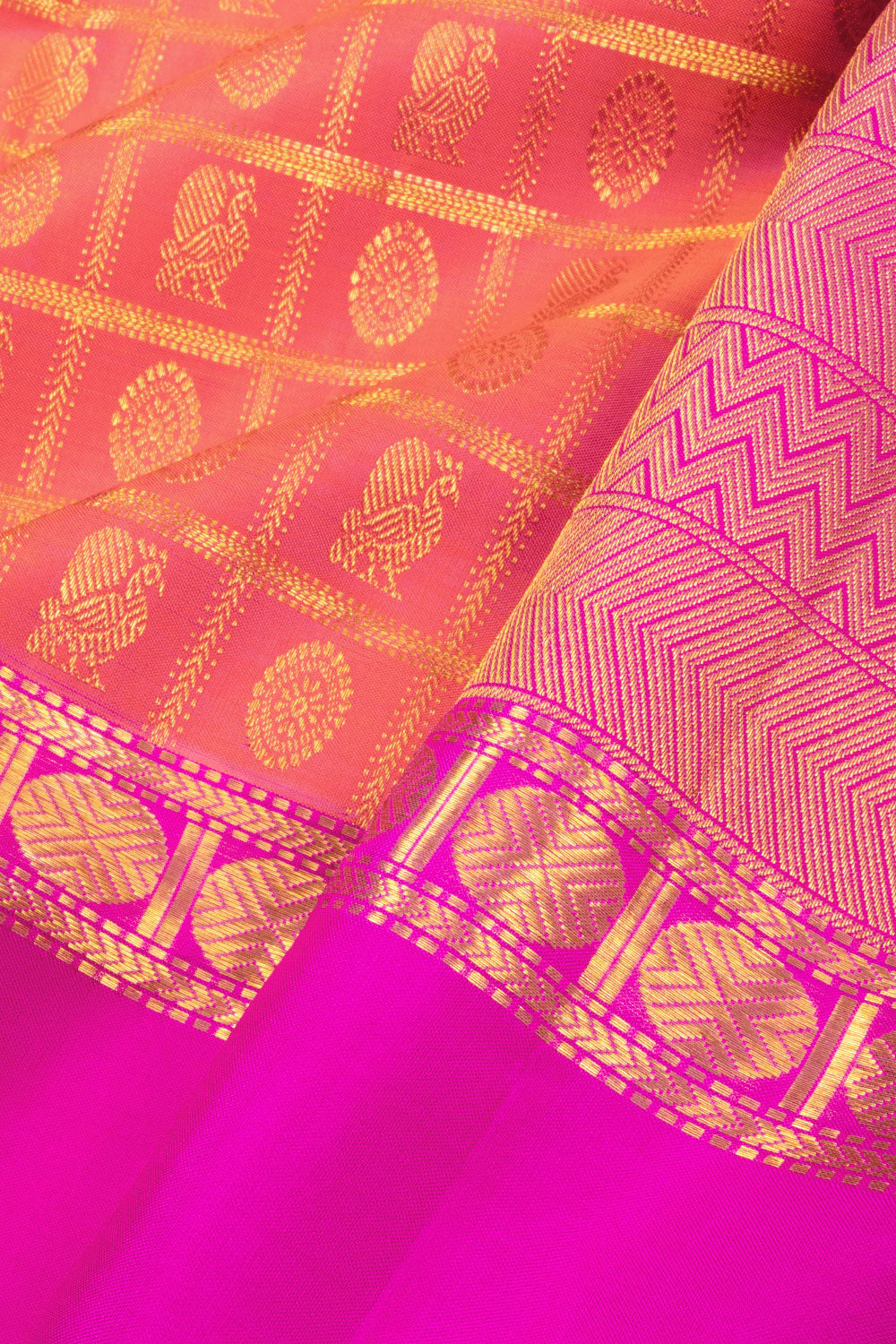 Orange Handloom Bridal Kanjivaram Silk Saree 10070629