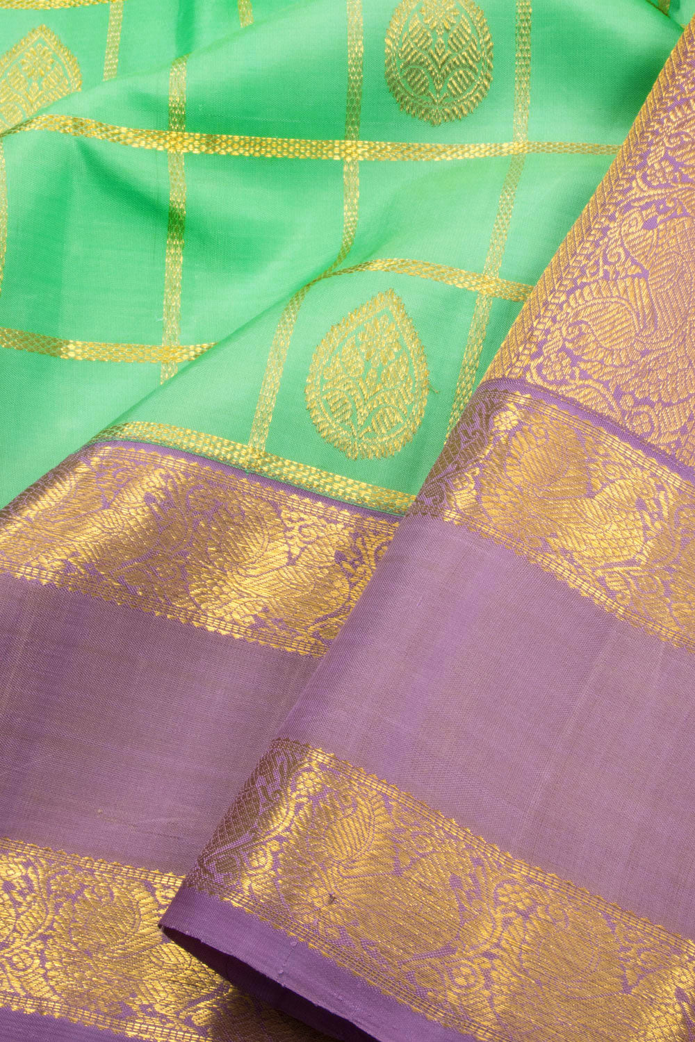 Aqua Green Bridal Kanjivaram Silk Saree 10070634