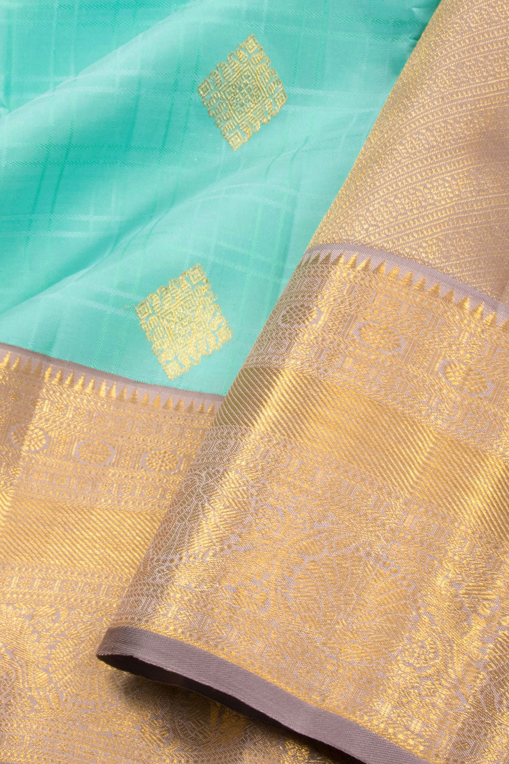 Light Aqua Green Kanjivaram Silk Saree 10070637