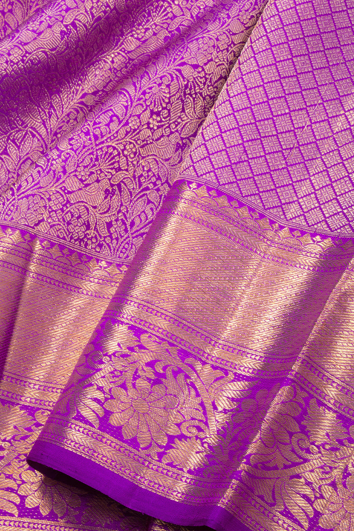 Purple Handloom Kanchipuram Pure Zari Saree 10072866