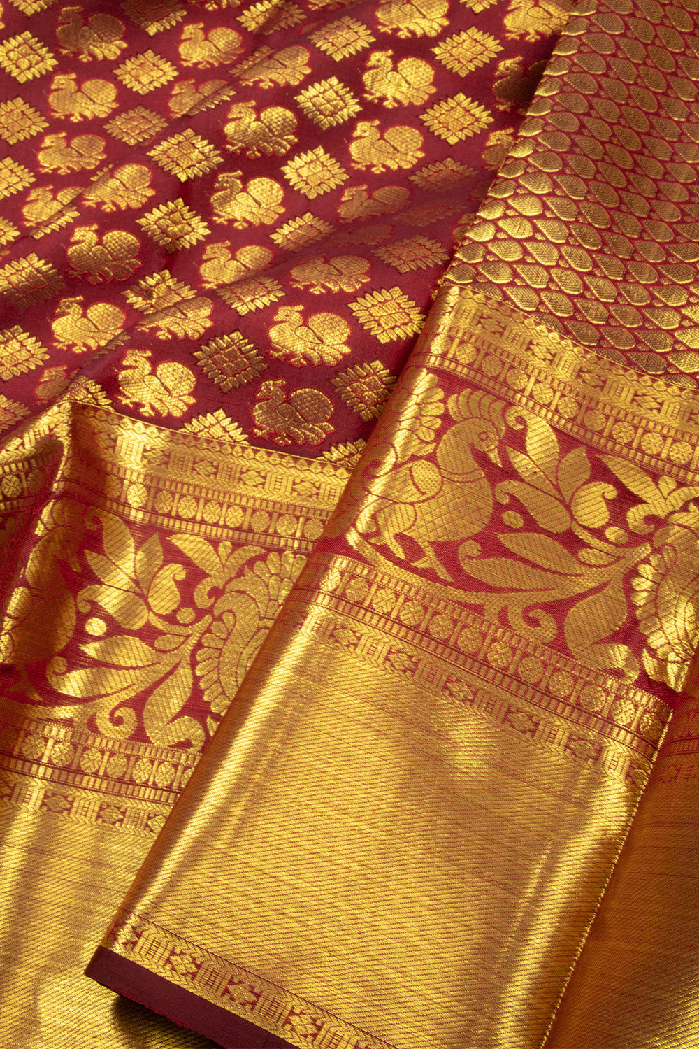 Brown Kanchipuram Pure Zari Silk Saree 10072869