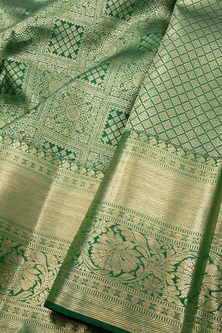 Green Bridal Kanjivaram Pure Zari Silk Saree 10072871