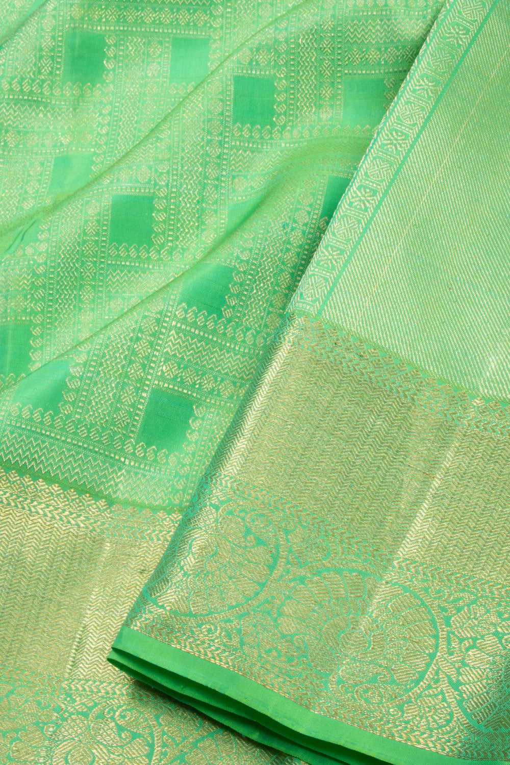 Green Bridal Kanjivaram Pure Zari Silk Saree 10072873