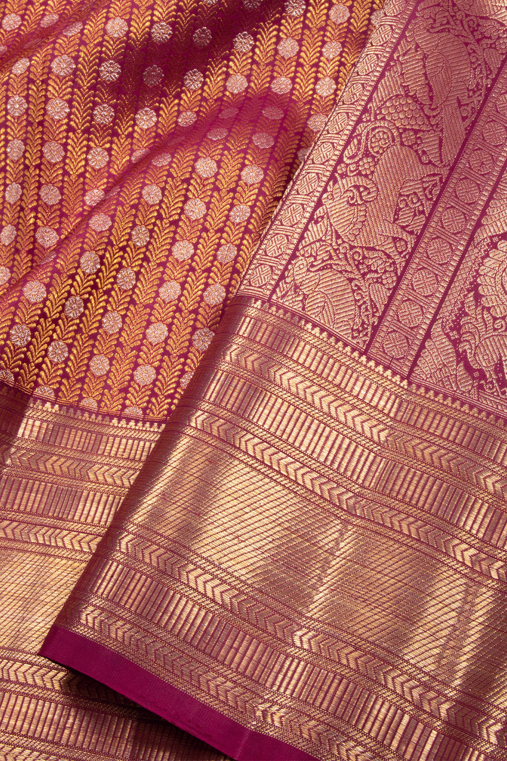 Maroon Bridal Kanjivaram Pure Zari Silk Saree 10072877