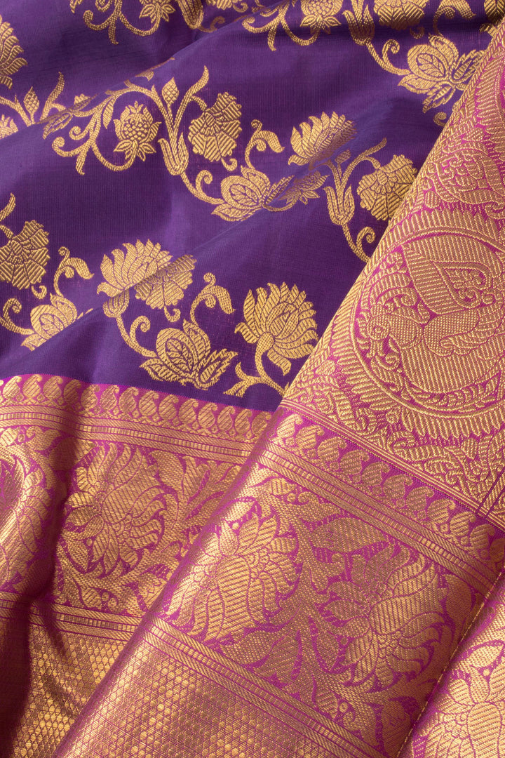 Royal Purple Bridal Kanjivaram Pure Zari Silk Saree 10073940