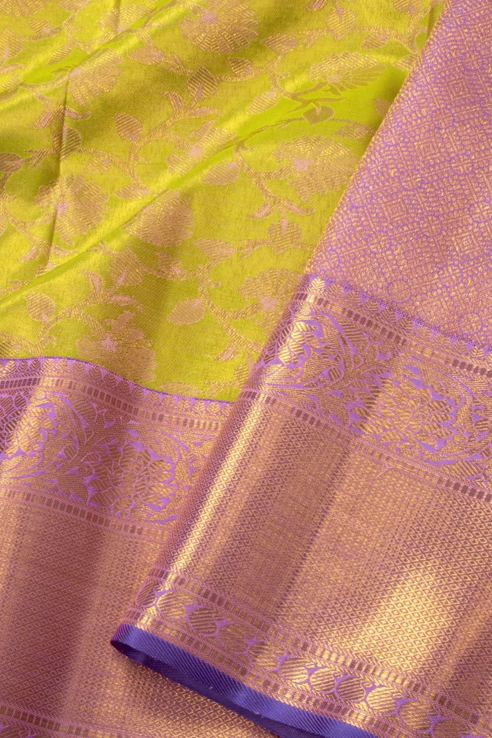 Pea Green Korvai Bridal Kanjivaram Pure Zari Silk Saree 10073951