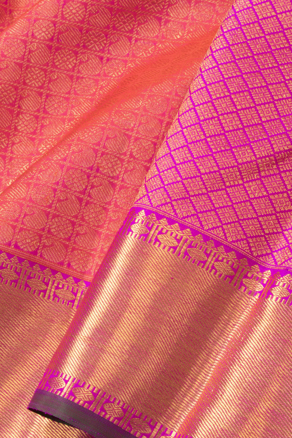 Tulip Pink Korvai Bridal Kanjivaram Pure Zari Silk Saree 10073961