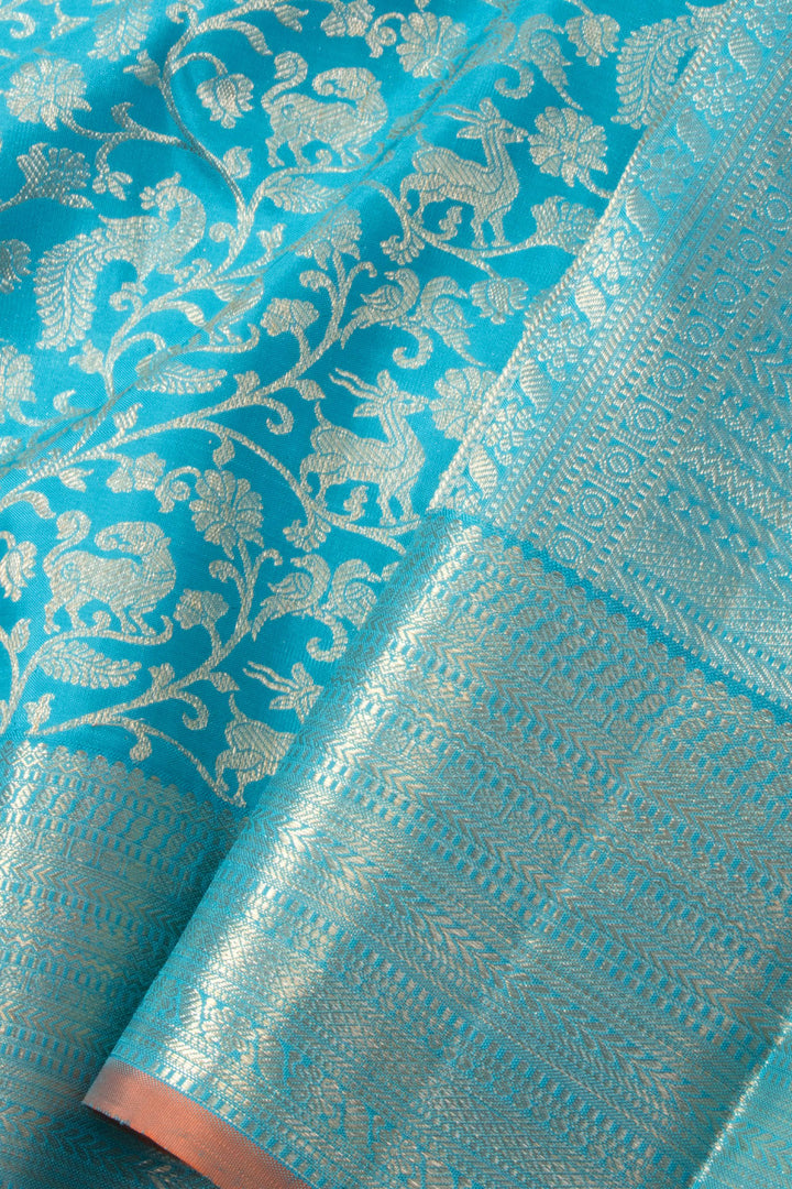 Blue Diamond Bridal Kanjivaram Pure Zari Silk Saree 10073963