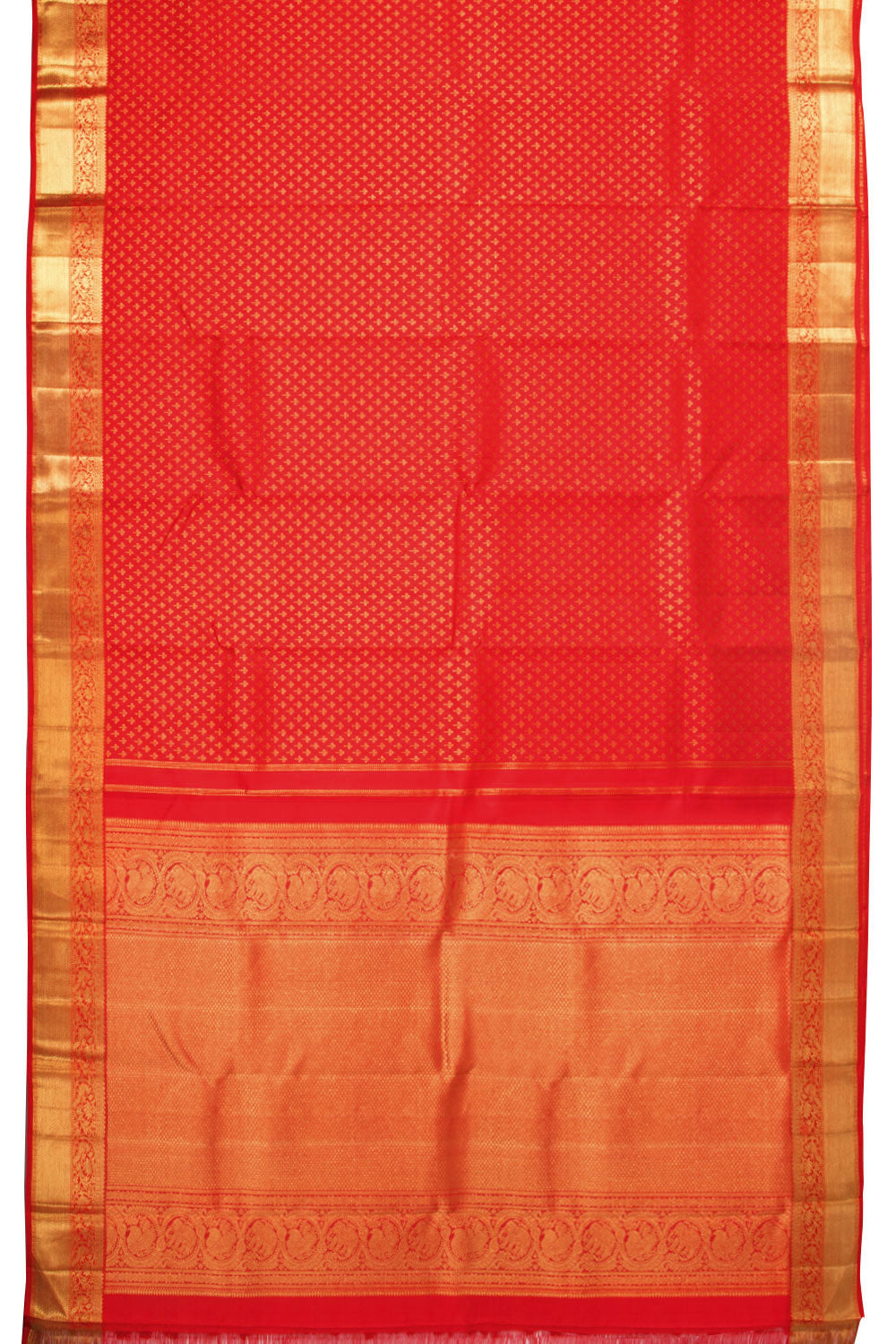 Imperial Red Korvai Bridal Kanjivaram Pure Zari Silk Saree 10073964