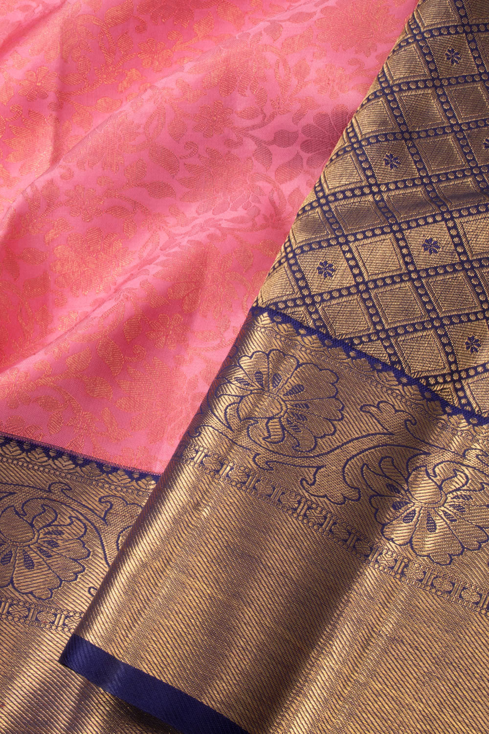 Candy Pink Bridal Korvai Kanjivaram Pure Zari Silk Saree 10073966