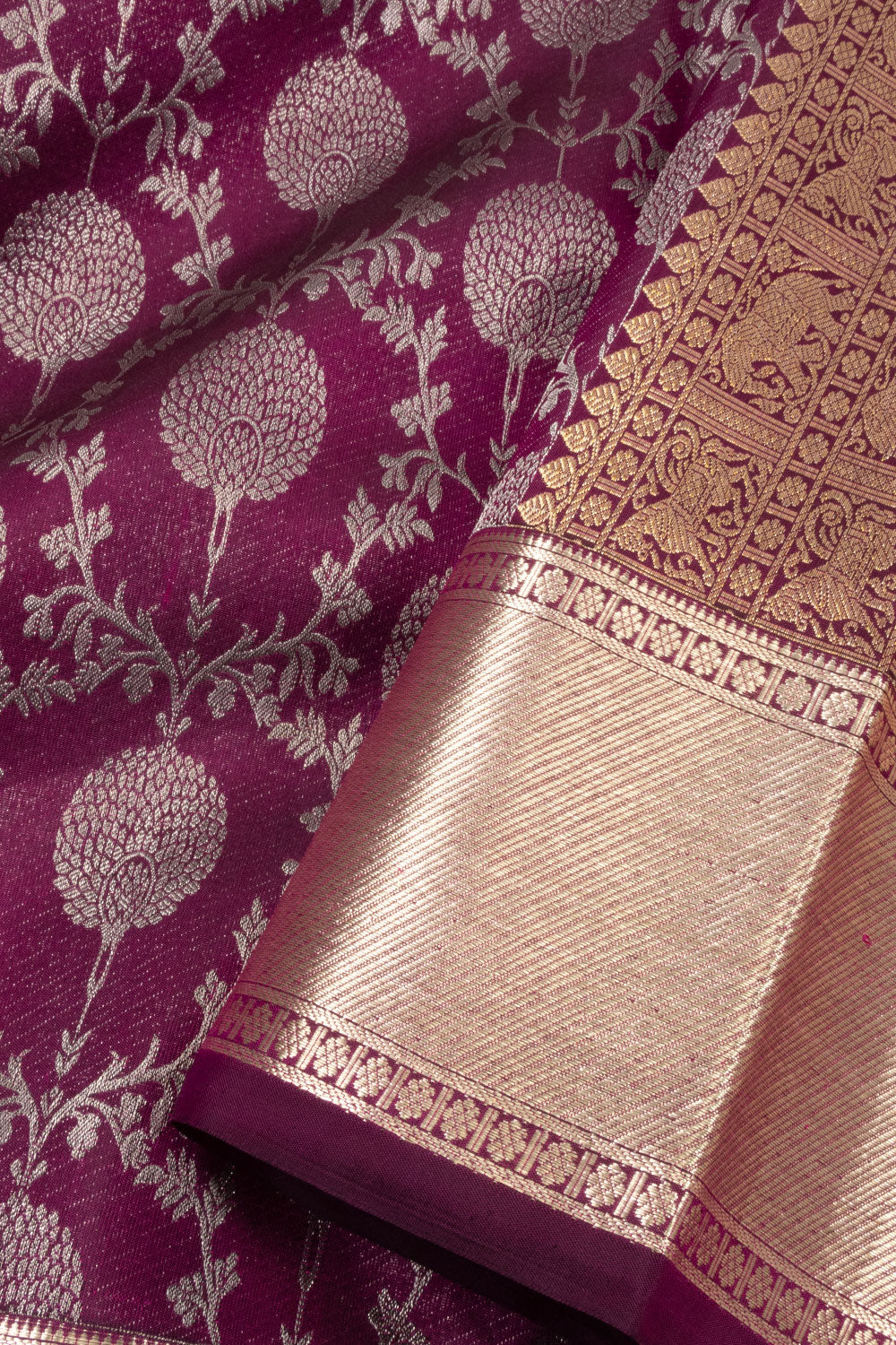 Purple handloom Kanjivaram Pure Silk Saree 10073813