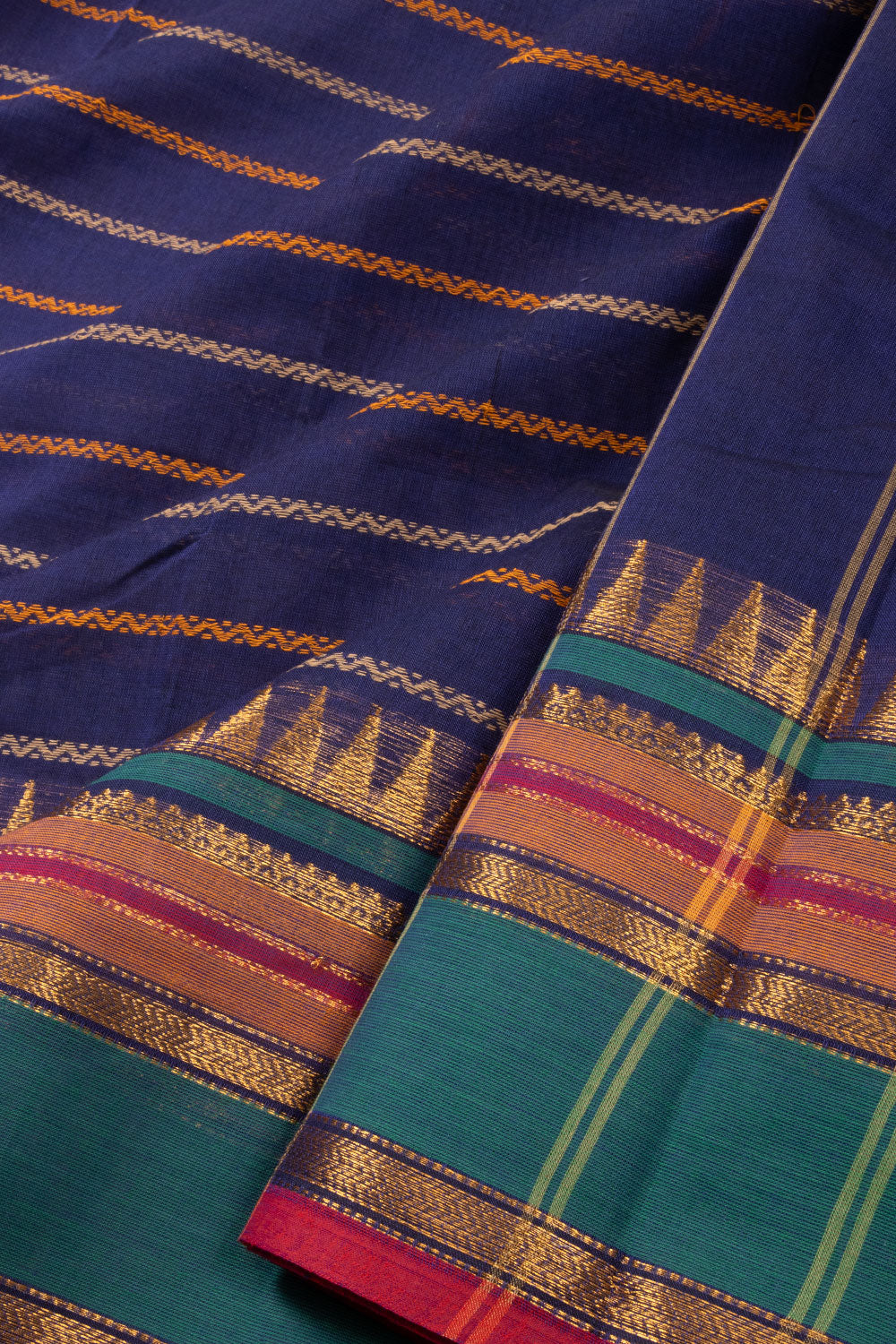 Blue Handloom Chettinad Cotton Saree  10072624