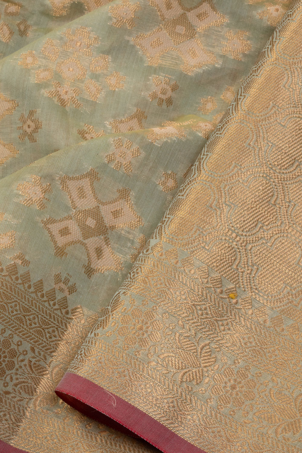Seige Green Handloom Banarasi Silk Cotton Saree 10070501 - Avishya 