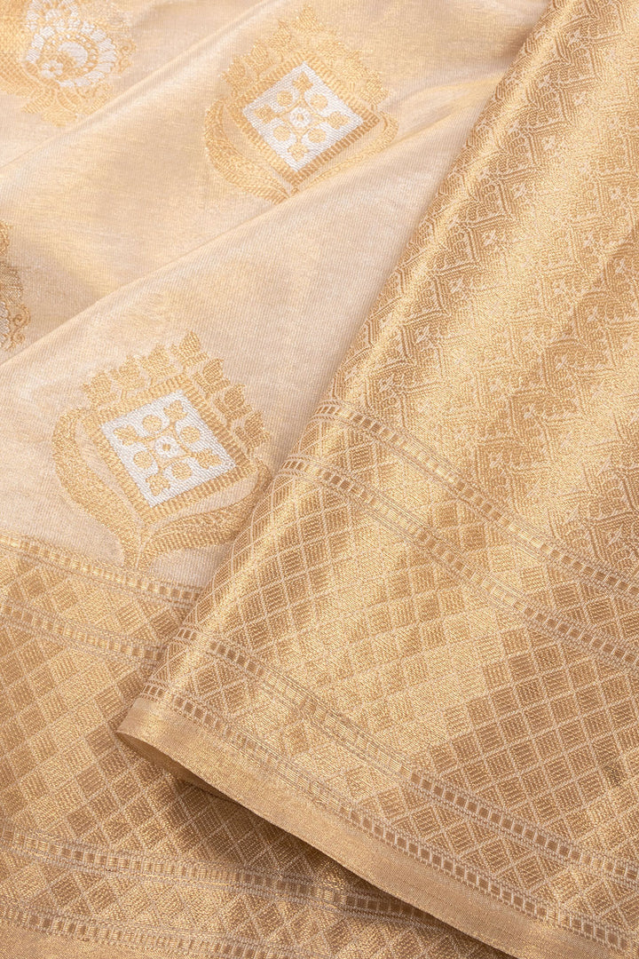 Cream Banarasi Tissue Silk Saree 10072278