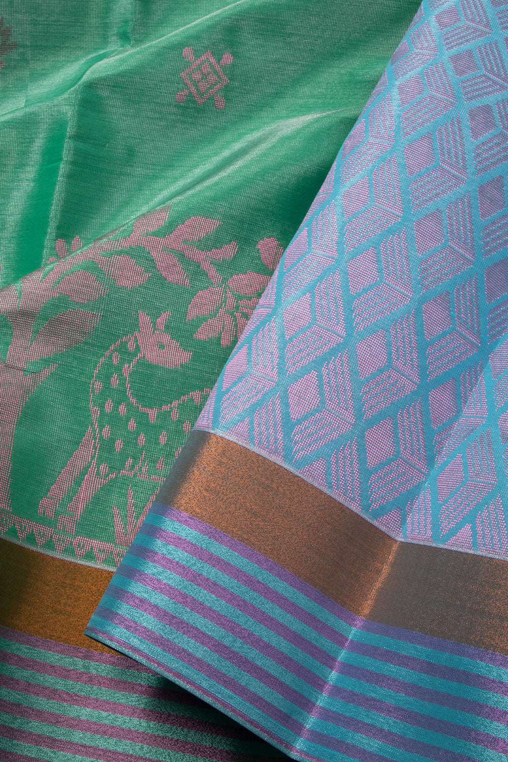 Green South Tissue Silk Cotton Saree 10073577