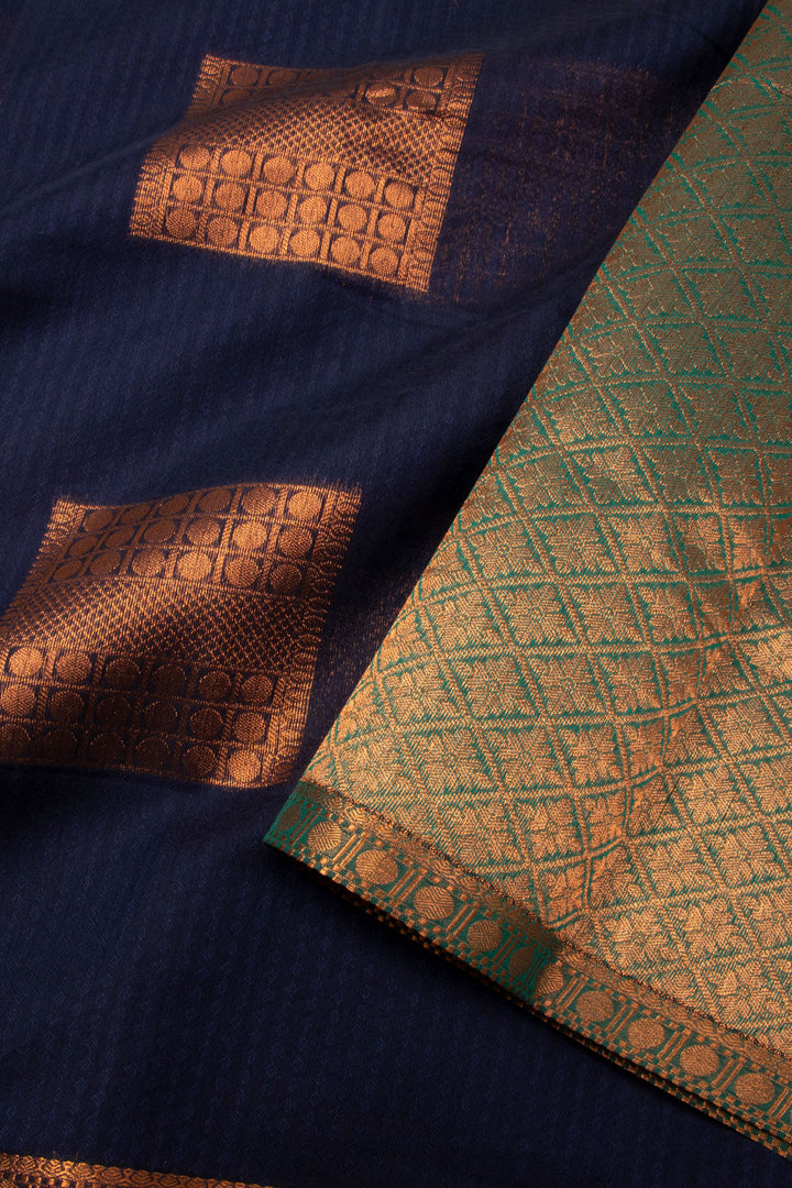 Dark Blue South Silk Cotton Saree 10073610