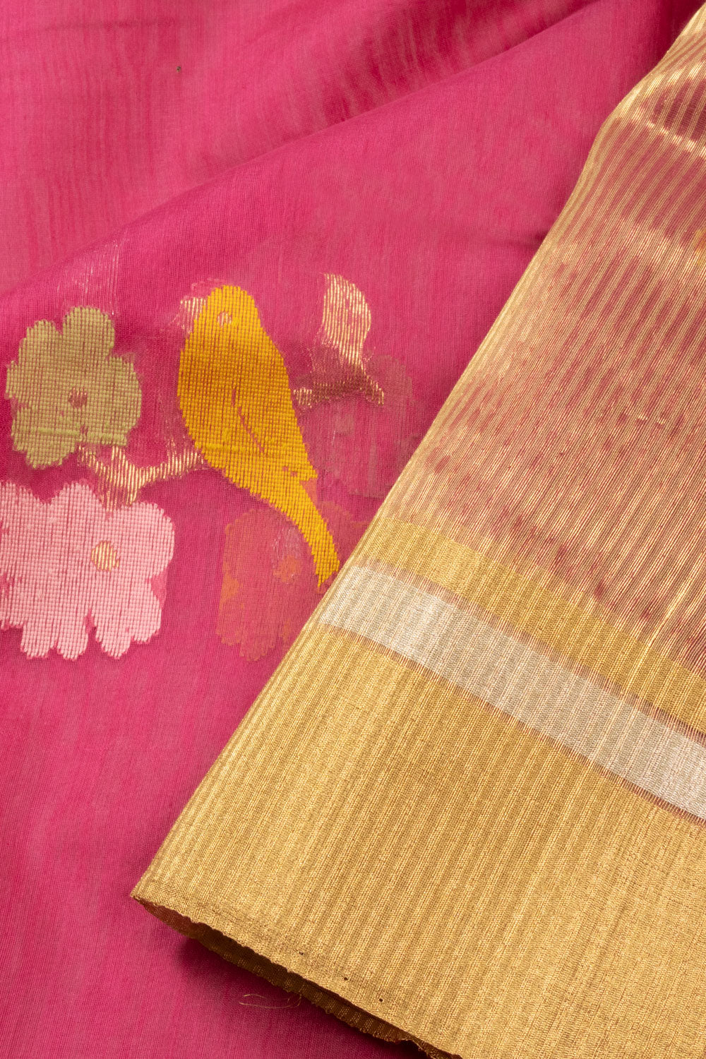 Pink Handloom Chanderi Silk Cotton Saree