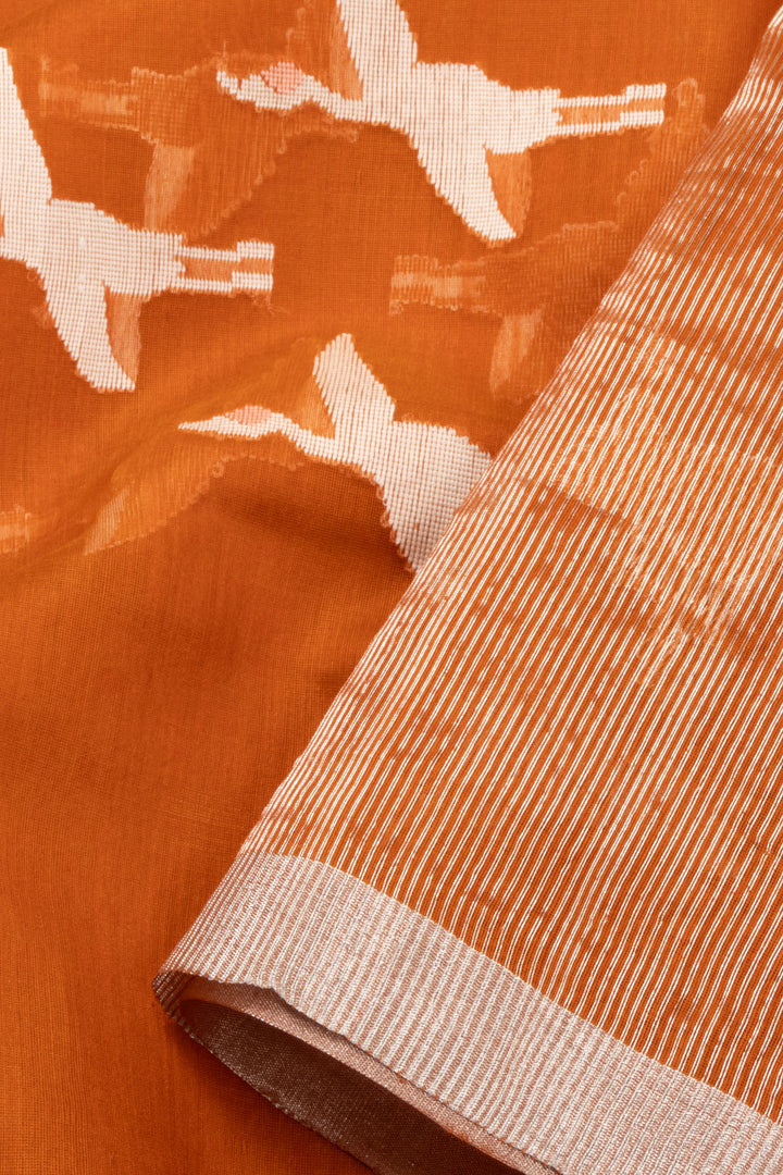 Rust Orange Handloom Chanderi Silk Saree