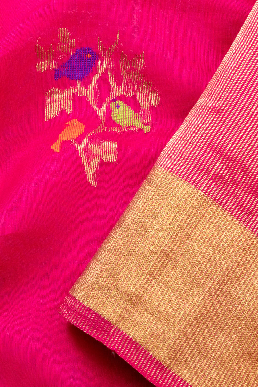 Pink Handloom Chanderi Silk Cotton Saree