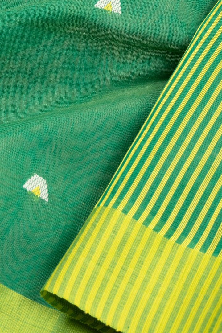 Green Handloom Chanderi Silk Cotton Saree