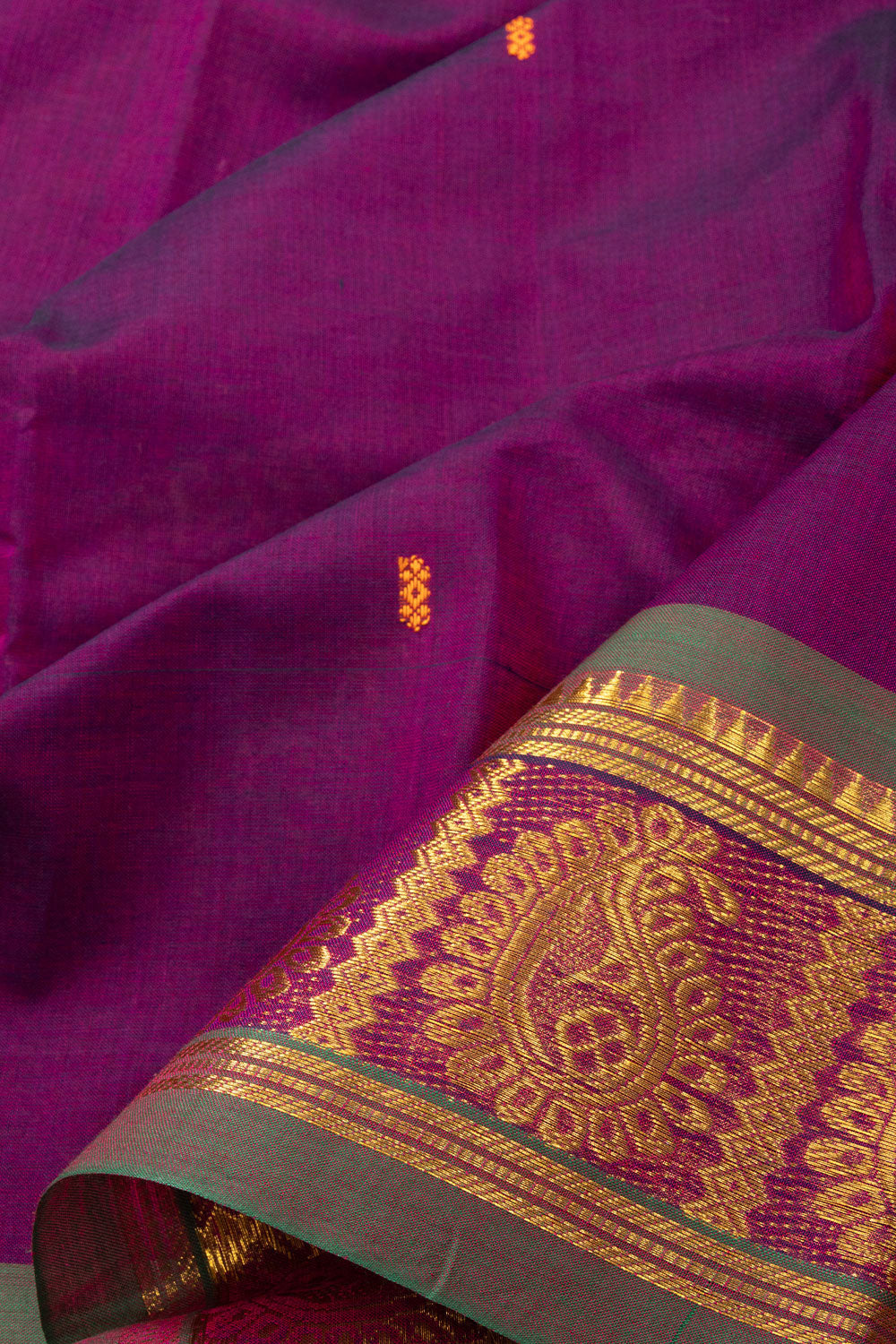 Purple Handloom Chettinad Cotton Saree Without Blouse 10072573