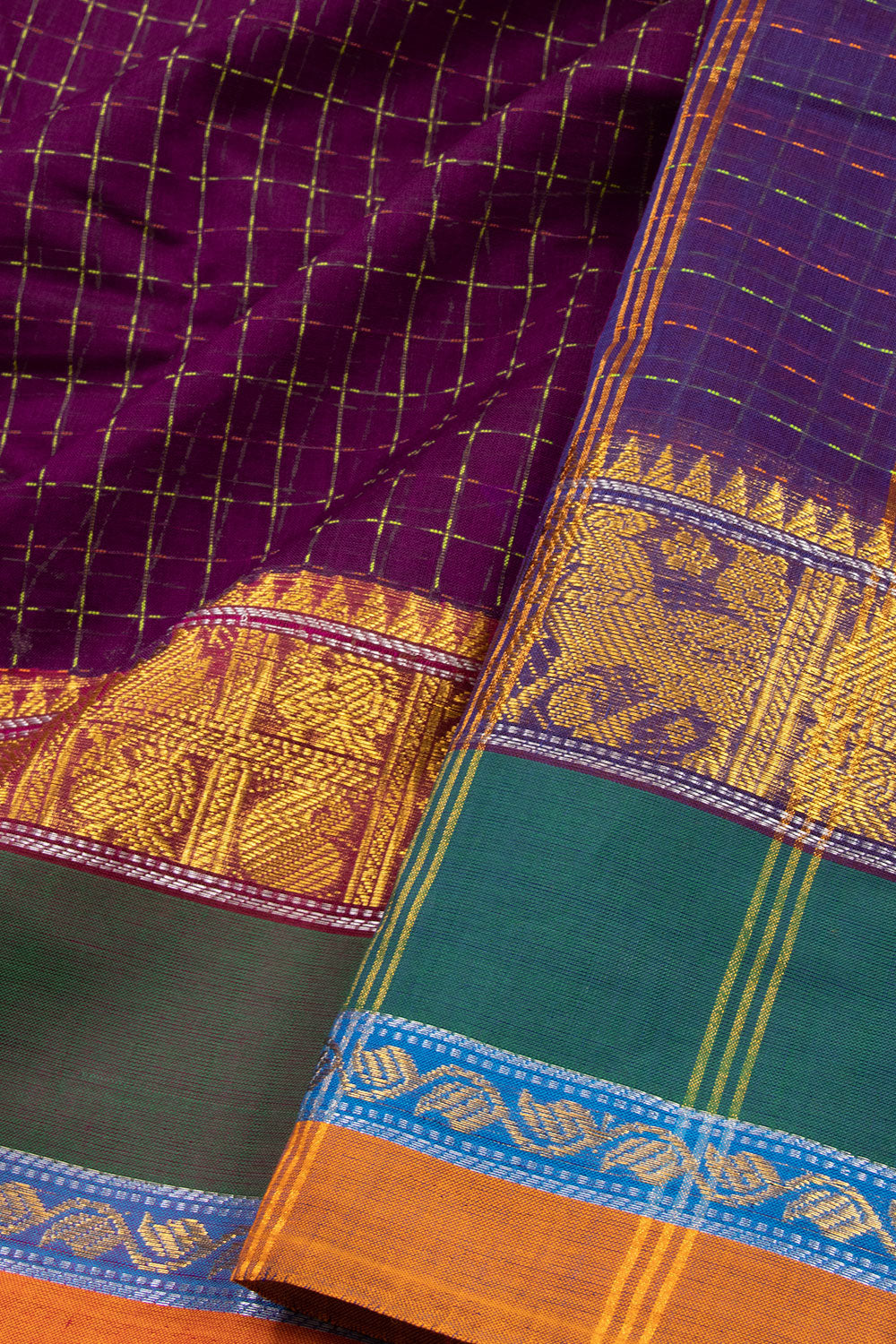 Maroon Handloom Chettinad Cotton Saree 10072580